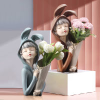 39 Styles Nordic Style Resin Vase Art Girl Figurine Decorative Plant Flower Pot Modern Home Decor Ornaments Room Decor Crafts