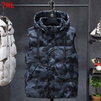 {Puffy menswear}Plus ขนาดผู้ชาย39; S เสื้อกั๊กฤดูหนาวเกาหลี Camouflage Trend Casual Hooded เสื้อกั๊ก Top Plus หลวม7XL 6XL