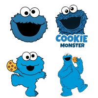 【CW】卐  The Sesame Street COOKIE MONSTER Patches for Transfer Stickers T Iron on Kids Jackets Appliqued