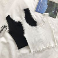 HOT★ฤดูร้อน2022เสื้อผู้หญิงเซ็กซี่ Lace Up สายเดี่ยวลายดอกไม้สำหรับสตรี Basic Crop Tops สแควร์คอ Crop เสื้อผู้หญิง Tee