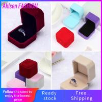 AHLSEN กล่องบรรจุภัณฑ์แฟชั่น10สีที่ของขวัญกำมะหยี่มากกล่องใส่สร้อยคอเครื่องประดับกล่องเก็บกระดุมที่จัดระเบียบต่างหูจี้