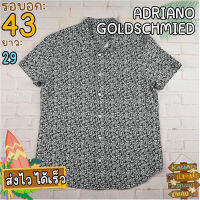 ADRIANO GOLDSCHMIED®แท้ อก 43 เสื้อฮาวายชาย เสื้อวินเทจ เสื้อผ้าผู้ชาย สีดำ แขนสั้น เนื้อผ้าดี