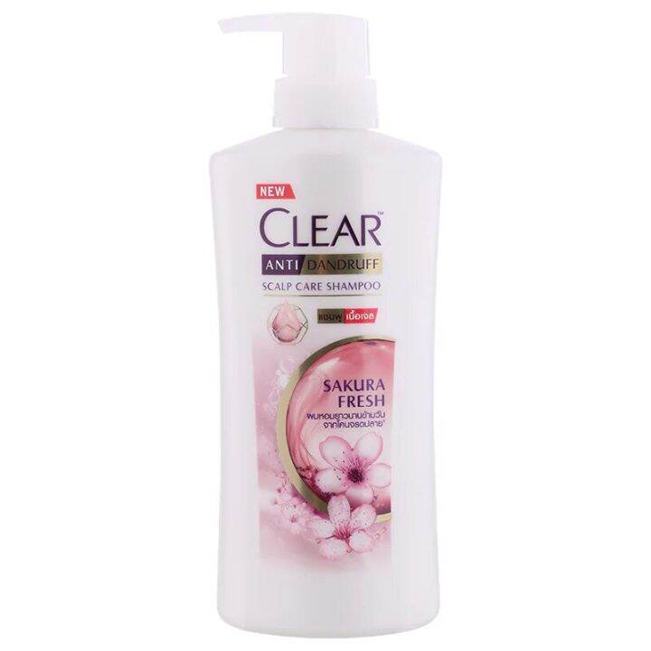 fernnybaby-เคลียร์-clear-แชมพูเคลีย-หัวปั้ม-ยาสระผม-แชมพูสระผม-แชมพูขจัดรังแค-สูตร-เคลียร์แชมพู-สีชมพูอ่อน-ซากุระเฟรช-435-มล