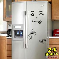 【LZ】▫▲  Cute Fridge Stickers Cartoon Vinyl Wall Stickers Kitchen Funny Smiley Sunglasses Refrigerator Art Decals For Home Decoration