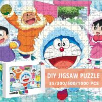 1000 Pieces Jigsaw Puzzle Doraemon Assembling Picture Blue Jingle Cat Decompression Puzzles Toy for Adult Kids Educational Gifts