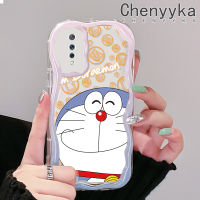 เคส Chenyyka สำหรับ VIVO S1 Pro การ์ตูนโดราเอมอนน่ารักสำหรับผู้ชายและผู้หญิงเนื้อครีมขอบคลื่นเคสโทรศัพท์โปร่งใสป้องกันกล้องเคสซิลิโคนอ่อนชัดเจน