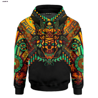 Mens and womens hooded Sweatshirt, zippered, pullovers, casual jackets, green Sweatshirt, 3D Aztecs Size:XS-5XL