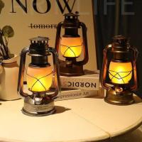 R Vintage Camping Hanging Lanterns Battery Led Flame Warm Light Nature Hike For Fishing Tent Camping Equipment