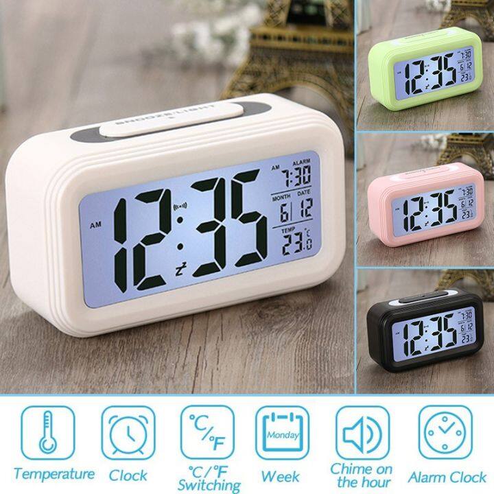 LED Digital Electronic Alarm Clock Smart Night Light Lazy Man Clock ...