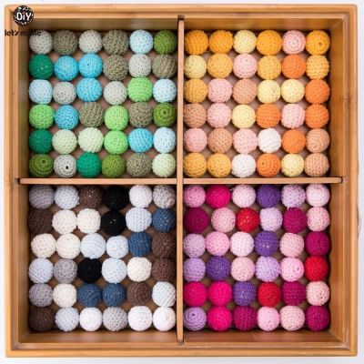 【YF】 Lets Make 20pc Wooden Teether 16mm Crochet Beads Crafts For Pacifier Chain Baby Rattle Bead Kids