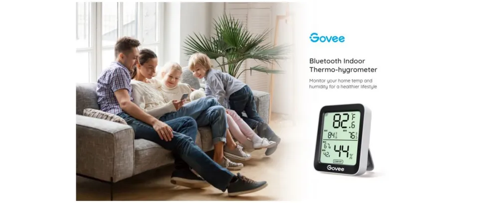 Govee Indoor Hygrometer Thermometer 3 Pack, Bluetooth Humidity Temperature  Gauge with Large LCD Display, Notification Alert with