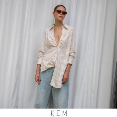 Kemissara Oversized Shirt - Coral White