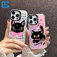 Flygoods Ins โบว์แบบไล่ระดับสีเคสโทรศัพท์แมวดำสำหรับ Xiaomi Redmi 9 9a 9i 10 10x 10C 12 12C/Redmi 9 Prime / Redmi 10 Prime / Redmi A1 A2 / Redmi A1 Plus/ A2 Plus กันกระแทกสุดน่ารักพีซีอะคริลิกแข็งฝาหลัง