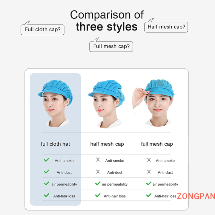 zongpan-หมวกเชฟหมวกทำงานกันฝุ่นหมวกทำอาหารโรงงานอาหารหมวกสำหรับโรงอาหาร