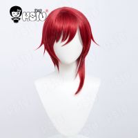 Sakasaki Natsume Cosplay Wig Ensemble Stars Cosplay Wig HSIU Dark red mixed silver and white short hair+Free wig Cap