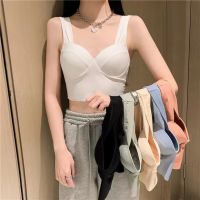 Cici(2208)เสื้อกล้าม Crop ผ้านิ่ม มีฟองน้ำในตัว ผ้าลื่นมาก เข้ารูปกระชับ