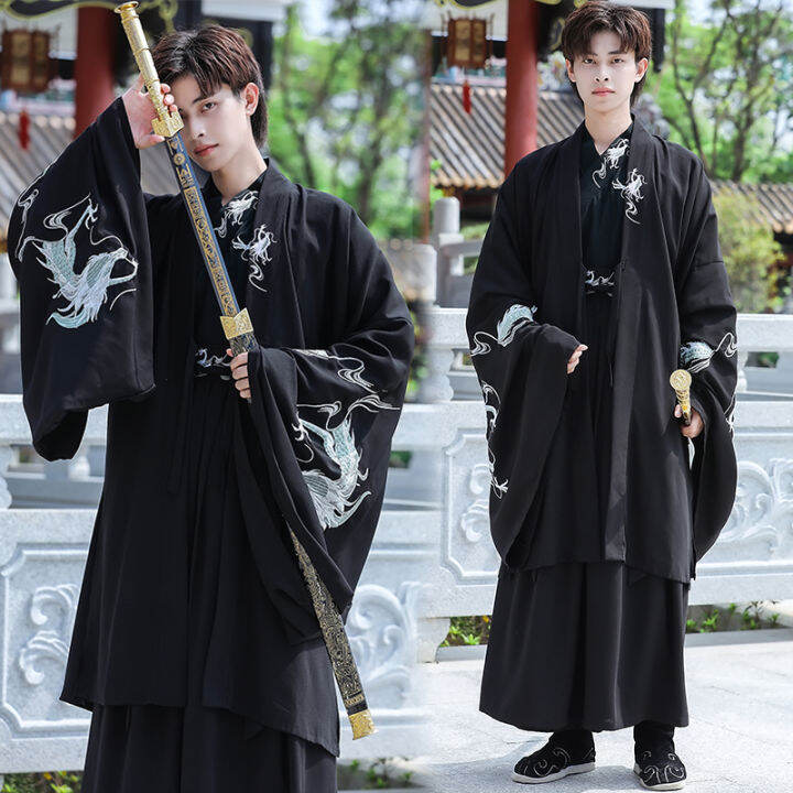 Original black dragon robe Hanfu Men's Ancient Style Men's Fairy ...