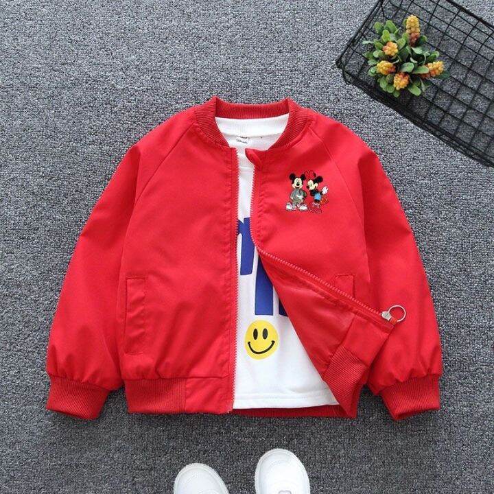 mickey-minnie-zipper-boys-girls-jacket-coat-2023-spring-cartoon-uniform-windbreaker-outerwear-2-7-years-children-casual-clothes