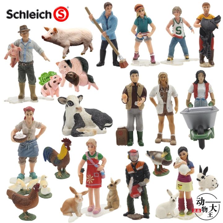 sile-schleich-poultry-animal-chicken-duck-horse-rabbit-dog-pig-cow-kitten-simulation-child-toy-set-ornaments