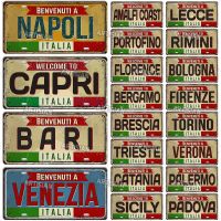 Artisian ITALY License Plate City State Tin Plaque Landmark Metal Sign Wall Decor Garage Bar Pub Club Hotel Cafe Kitchen Home Bar Wine Tools