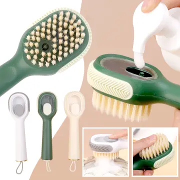 Multi-functional Liquid Injection Shoe Brush With Automatic Handle Press,  Soft Bristle Clothes Cleaning Tool For Home Use