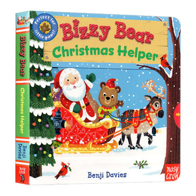 Little bear is busy series Christmas assistant English original bizzy Bear Christmas helper busy old bear cardboard operation Book English childrens English Enlightenment picture book