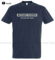 Retard Nation เสื้อยืดคอกลมแขนลำลองขาสั้นพิมพ์โลโก้สัญลักษณ์ Ian Lip สัญลักษณ์แฟชั่น100%