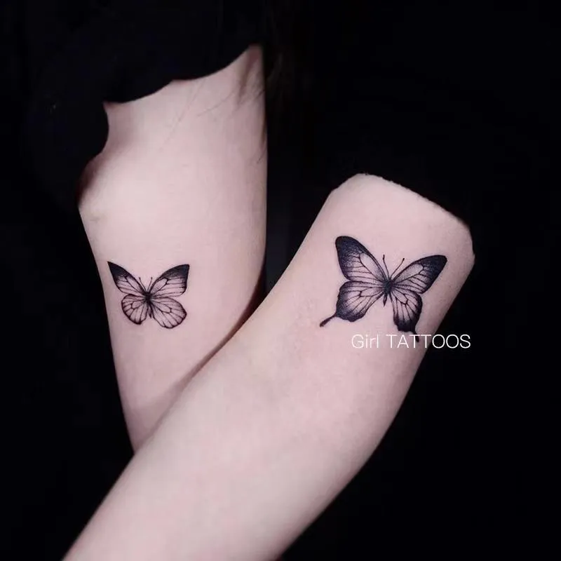 Black small butterfly waterproof and sweat-proof temporary tattoo stickers  lasting female back arm cover scar travel swimming | Lazada PH