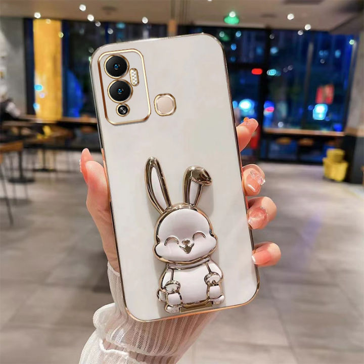 andyh-new-design-for-infinix-hot12-play-hot-12-play-nfc-x6816c-x6816-case-luxury-3d-stereo-stand-bracket-smile-rabbit-electroplating-smooth-phone-case-fashion-cute-soft-case