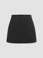 Cider Solid Satin High Waist Short Skirt Curve &amp; Plus