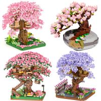 Mini Sakura Tree House Build Block City Street View Cherry Blossom Model Building Blocks DIY Toys for Children toy toy FOR GIFT ◕▣