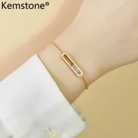 Kemstone Crystal Stainless Steel Gold Plated Female Adjustable Chain Charm Bracelet Jewelry Gift for Women