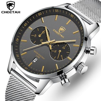 （A Decent035）CHEETAHfor Men Stainless SteelQuartz นาฬิกาอิเล็กทรอนิกส์ Relogio Masculino