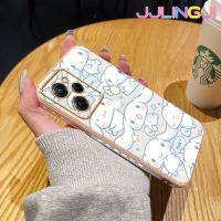 Jjlingji เคสสำหรับ Xiaomi Poco X5 5G Poco X5 Pro 5G Redmi Note 12 5G Note 12 Pro Speed 5G Note 12 Pro Note 12 Pro Plus เคสเต็มหน้าจอลาย Cinnamoroll ดีไซน์ใหม่ด้านข้างเคสโทรศัพท์ซิลิโคนชุบซอฟต์เคสป้องกันกล่องกันกระแทกกล้องฝาปิดเลนส์