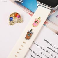 ﺴ✁✣ Silicone Strap Charms for Apple Watchband Colorful Nail Pendent Jewelry for Iwatch Rainbow Cup Cartoon Cute Bracelet Nails Charm