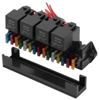 【YF】 15 Slot Fuse Relay Box Multi-Circuit Assembly Control Holder with Relays Fuses   Pins Dust-proof Socket Wiring Harness