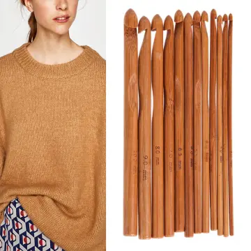 23 Pieces Tunisian Crochet Hooks Set 3-10 Mm Cable Bamboo Knitting Needle  With Bead Carbonized Bamboo Needle Hook