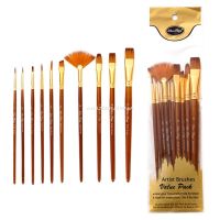 10 Pcs Nylon Hair Painting Brush Set Professional Painting Kits Round Pointed Tip Paintbrushes with Synthetic Nylon Tips