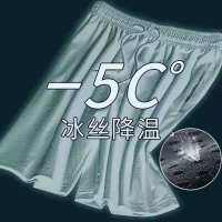 Summer Ice Silk Shorts Cool Down 5℃ Mesh Breathable Sweatpants Heat Dissipation Casual Shorts Beach Pants