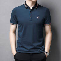 เสื้อโปโลแบบนักธุรกิจสำหรับ Men Ice Silk Polo เสื้อแขนสั้นเสื้อยืดฤดูร้อนเสื้อโปโลพิมพ์ลาย