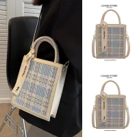 Summer small fresh plaid messenger small bag ladies 2023 new fashion all-match handbag niche high-end sense 【BYUE】