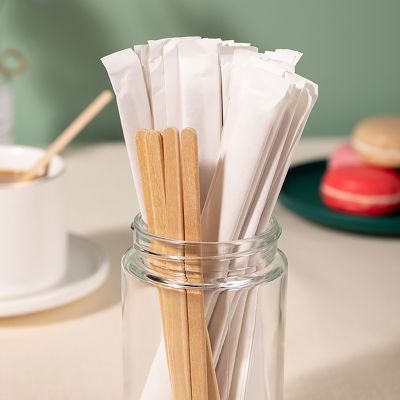 [HOT QIKXGSGHWHG 537] 100Pcs ไม้กวนแบบใช้แล้วทิ้งไม้ธรรมชาติชากาแฟ Stirrers Shop Cafe Supplies ชุดอาหารเย็น