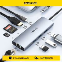 Pisen USB C HUB Type C ถึง USB 3.0รองรับ HDMI 8 In PD100W อะแดปเตอร์5 In 1 Type-C HUB สำหรับคอมพิวเตอร์ USB C HUB