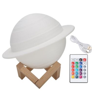 3D Printing LED Saturn Night Light 16 Colors Bedside Lamp Table Decor Moon Lamp USB Rechargeable For Baby Kids Christmas Gifts