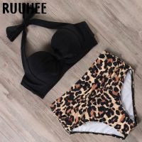 hotx 【cw】 RUUHEE Waist 2021 Bandage Swimwear Push Swimsuit Leopard Beach Wear Bathing