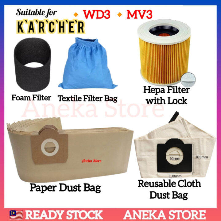 🔥READY STOCK🔥 Suitable for Karcher Vacuum Cleaner Dust Bag WD3 MV3