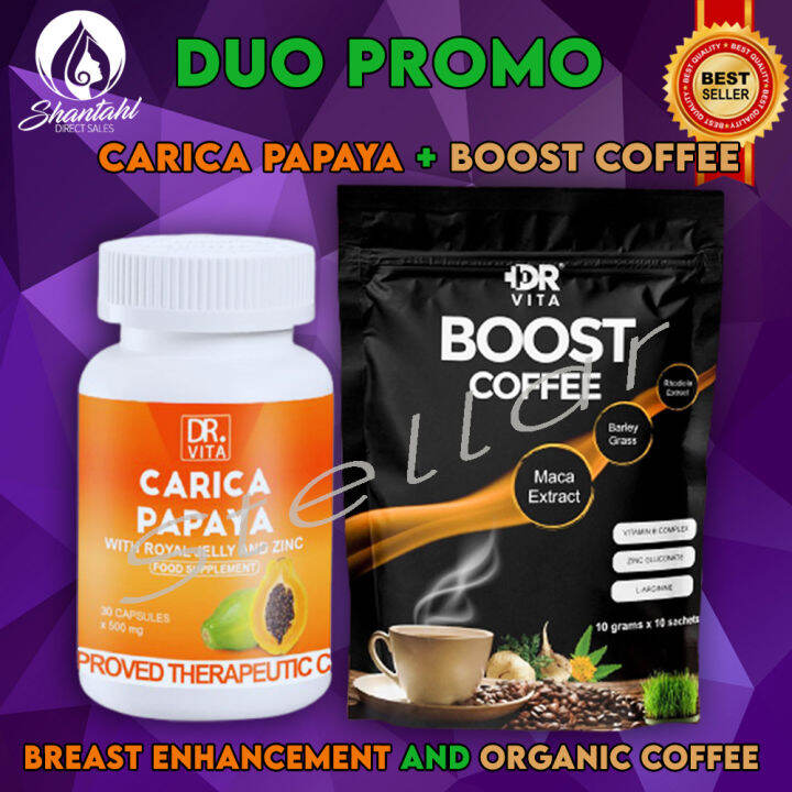 Duo Promo Of Dr Vita Carica Papaya And Dr Vita Boost Coffee 10g 10 Sachets Maca Extract 9730