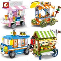 Sembo Blocks City Street View Friends Creator Ice Cream Truck Food Store Buildings Blocks Educational Toys For Children 601111