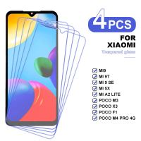 4ชิ้นกระจกนิรภัยสำหรับ Xiaomi MI 9 9 SE กระจกป้องกันสำหรับ Xiaomi Mi 9ครั้ง POCO M3หน้าจอฟิล์มแก้ว