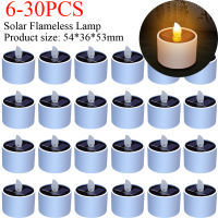 6-30PCS Solar Flameless Candle Light LED Tea Flicker Lamp Waterproof Battery Powered Simulated Candle Light Outdoor Garden Decor